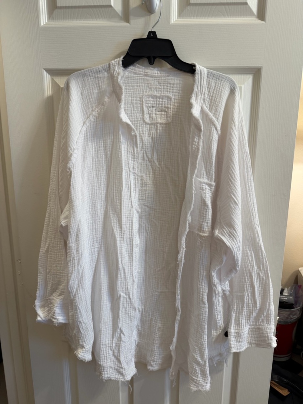 aerie White Casual Gauze Button-Down Swim Coverup